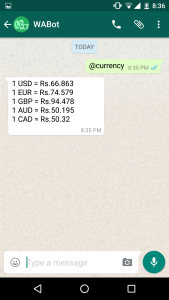 Currency whatsapp bot