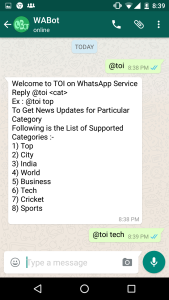 WhatsApp Bot news