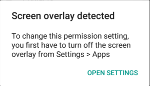 Fix Screen Overlay Detected Error
