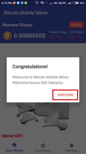 Bitcoin Mobile Miner