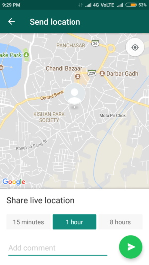 WhatsApp Live Location Feature